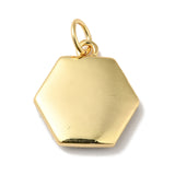 Rack Plating Brass Enamel Pendants, with Jump Ring, Cadmium Free & Nickel Free & Lead Free, Real 18K Gold Plated, Hexagon with Bee, Sea Green, 15x14x2.5mm, Hole: 3.6mm, 10pc/Set