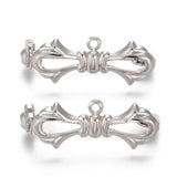 Bowknot Brass Brooches Findings, Platinum, 28.5x10x7mm, Hole: 1.5mm, Pin: 0.8mm. , 10pcs/Set