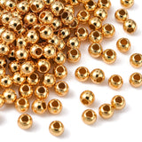 Rack Plating and PVD Vacuum Plating Brass Round Spacer Beads, Metal Findings for Jewelry Making Supplies, Cadmium Free & Lead Free, Real 18k Gold Plated, 3mm, Hole: 1mm, 500pcs/Set