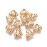 Brass Beads, Heart, Real 18K Gold Plated, 11.5x13.5x6.5mm, Hole: 1.4mm, 4pc/Set