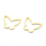 Brass Linking Rings, Cadmium Free & Nickel Free & Lead Free, Butterfly, Real 18K Gold Plated, 17x20.5x1mm, 5pc/Set