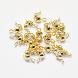 Long-Lasting Plated Brass Bead Tips, Calotte Ends, Clamshell Knot Cover, Real 18K Gold Plated, Nickel Free, 8x4x4mm, Hole: 1mm, Inner Diameter: 3mm, 300pc/Set