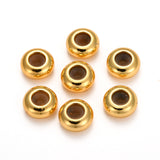 Brass Beads, with Rubber Inside, Slider Beads, Stopper Beads, Rondelle, Golden, 7x3.5mm, Hole: 2mm, 50pc/Set
