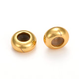 Brass Beads, with Rubber Inside, Slider Beads, Stopper Beads, Rondelle, Golden, 7x3.5mm, Hole: 2mm, 50pc/Set
