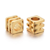 Brass Spacer Beads, Long-lasting Plated, Grooved Cube, Golden, 3x3x3mm, Hole: 1.8mm, 50pc/Set