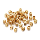 Brass Spacer Beads, Long-lasting Plated, Grooved Cube, Golden, 3x3x3mm, Hole: 1.8mm, 50pc/Set