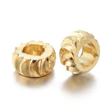 Brass Spacer Beads, Long-lasting Plated, Fancy Cut, Flat Round, Golden, 4x2mm, Hole: 1.8mm, 50pc/Set