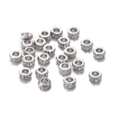 Brass Spacer Beads, Long-lasting Plated, Fancy Cut, Flat Round, Platinum, 4x2mm, Hole: 1.8mm, 50pc/Set