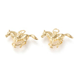 Brass Pendants, with Jump Rings, Long-Lasting Plated, Horse, Golden, 15.5x29.5x5.5mm, Hole: 4.4mm, 5pc/Set