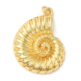 Brass Pendants, with Jump Ring, Long-Lasting Plated, Lead Free & Cadmium Free, Conch Charm, Real 18K Gold Plated, 33.5x25x4mm, Hole: 3mm, 10pc/Set