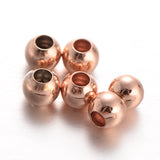 Round Brass Spacer Beads, Rose Gold, 3mm, Hole: 1mm, 500pc/Set