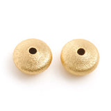 Matte Style Brass Textured Beads, Long-Lasting Plated, Rondelle, Real 14K Gold Plated, 9.5x5.5mm, Hole: 1.8mm, 50pc/Set