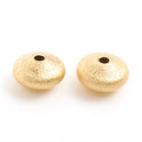 Matte Style Brass Textured Beads, Long-Lasting Plated, Rondelle, Real 14K Gold Plated, 9.5x5.5mm, Hole: 1.8mm, 50pc/Set