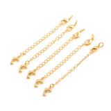 Brass Chain Extender, with Curb Chains and Lobster Claw Clasps, Long-Lasting Plated, Dolphin, Real 14K Gold Plated, 73x3mm, Clasp: 10x6x2.5mm, Jump Ring: 5x1mm, Inner Diameter: 3mm, 20pc/Set