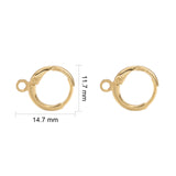 Brass Huggie Hoop Earring Findings, with Horizontal Loops, Long-Lasting Plated, Lead Free & Nickel Free, Real 18K Gold Plated, 12 Gauge, 14.7x11.7x2mm, Hole: 1.8mm, 30Pair/Set