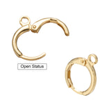 Brass Huggie Hoop Earring Findings, with Horizontal Loops, Long-Lasting Plated, Lead Free & Nickel Free, Real 18K Gold Plated, 12 Gauge, 14.7x11.7x2mm, Hole: 1.8mm, 30Pair/Set