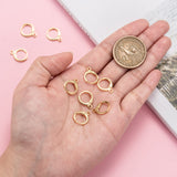 Brass Huggie Hoop Earring Findings, with Horizontal Loops, Long-Lasting Plated, Lead Free & Nickel Free, Real 18K Gold Plated, 12 Gauge, 14.7x11.7x2mm, Hole: 1.8mm, 30Pair/Set