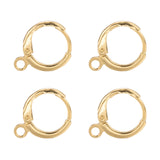 Brass Huggie Hoop Earring Findings, with Horizontal Loops, Long-Lasting Plated, Lead Free & Nickel Free, Real 18K Gold Plated, 12 Gauge, 14.7x11.7x2mm, Hole: 1.8mm, 30Pair/Set