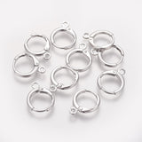 Brass Huggie Hoop Earring Findings, with Horizontal Loops, Long-Lasting Plated, Lead Free & Nickel Free, Real Platinum Plated, 14.7x11.7x2mm, Hole: 1.8mm, 5Pair/Set