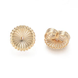 Brass Ear Nuts, Butterfly Earring Backs for Post Earrings, Flower, Real 14K Gold Plated, 9x4.5mm, Hole: 0.8mm, 300pc/Set