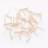 Brass Stud Earring Findings, with Loop, Rectangle, Real 18K Gold Plated, 12.5x1.5x1.5mm, Hole: 0.8mm, Pin: 0.8mm, 10pcs/Set