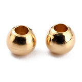 Brass Spacer Beads, Long-Lasting Plated, Round, Real 24K Gold Plated, 2.3x2mm, Hole: 1mm, 200pc/Set