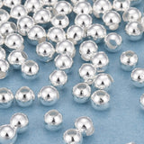 Brass Spacer Beads, Long-Lasting Plated, Round, 925 Sterling Silver Plated, 2.3x2mm, Hole: 1mm, 200pc/Set