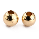 Brass Spacer Beads, Long-Lasting Plated, Round, Real 24K Gold Plated, 3.5mm, Hole: 1.4mm, 200pc/Set