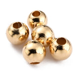 Brass Spacer Beads, Long-Lasting Plated, Round, Real 24K Gold Plated, 3.5mm, Hole: 1.4mm, 200pc/Set