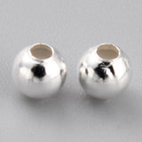 Brass Spacer Beads, Long-Lasting Plated, Round, 925 Sterling Silver Plated, 3.5mm, Hole: 1.4mm, 200pc/Set