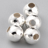 Brass Spacer Beads, Long-Lasting Plated, Round, 925 Sterling Silver Plated, 3.5mm, Hole: 1.4mm, 200pc/Set