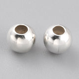 Brass Spacer Beads, Long-Lasting Plated, Round, 925 Sterling Silver Plated, 4x3.5mm, Hole: 1.6mm, 200pc/Set