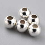 Brass Spacer Beads, Long-Lasting Plated, Round, 925 Sterling Silver Plated, 4x3.5mm, Hole: 1.6mm, 200pc/Set