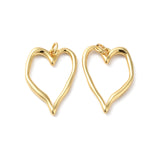 Rack Plating Brass Pendants, Lead Free & Cadmium Free, with Jump Ring, Long-Lasting Plated, Hollow Heart Charm, Real 18K Gold Plated, 25x18x2.5mm, 10pc/Set