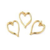 Rack Plating Brass Pendants, Lead Free & Cadmium Free, with Jump Ring, Long-Lasting Plated, Hollow Heart Charm, Real 18K Gold Plated, 25x18x2.5mm, 10pc/Set