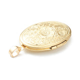 Brass Locket Pendants, Photo Frame Pendants for Necklaces, Long-Lasting Plated, Oval with Flower, Real 18K Gold Plated, 33.5x23.5x6mm, Hole: 4x3mm, 23x16mm Inner Diameter, 10pc/Set