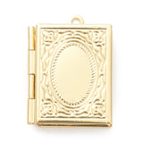 Brass Locket Pendants, Rectangle, Real 18K Gold Plated, 26x19x4.5mm, Hole: 1.8mm, 10pc/Set