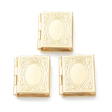 Brass Locket Pendants, Rectangle, Real 18K Gold Plated, 26x19x4.5mm, Hole: 1.8mm, 10pc/Set