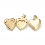 Brass Locket Pendants, Photo Frame Pendants for Necklaces, Long-Lasting Plated, Heart, Real 18K Gold Plated, 21.5x17x4.5mm, Hole: 5x4mm, 10x9.5mm Inner Diameter, 10pc/Set