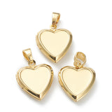 Brass Locket Pendants, Photo Frame Pendants for Necklaces, Long-Lasting Plated, Heart, Real 18K Gold Plated, 21.5x17x4.5mm, Hole: 5x4mm, 10x9.5mm Inner Diameter, 10pc/Set