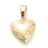 Brass Locket Pendants, Photo Frame Pendants for Necklaces, Long-Lasting Plated, Heart, Real 18K Gold Plated, 15x13x4.5mm, Hole: 5.5x4mm, 8x7mm Inner Diameter, 10pcs/Set