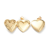 Brass Locket Pendants, Photo Frame Pendants for Necklaces, Long-Lasting Plated, Heart with Bowknot, Real 18K Gold Plated, 22.5x19.5x5.5mm, Hole: 4x3mm, 13.5x11mm Inner Diameter, 10pc/Set