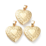 Brass Locket Pendants, Photo Frame Pendants for Necklaces, Long-Lasting Plated, Heart with Bowknot, Real 18K Gold Plated, 22.5x19.5x5.5mm, Hole: 4x3mm, 13.5x11mm Inner Diameter, 10pc/Set