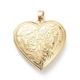 Brass Locket Pendants, Photo Frame Pendants for Necklaces, Long-Lasting Plated, Heart, Real 18K Gold Plated, 29x28.5x7mm, Hole: 4.5x3mm, 21x16mm Inner Diameter, 10pc/Set