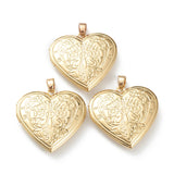 Brass Locket Pendants, Photo Frame Pendants for Necklaces, Long-Lasting Plated, Heart, Real 18K Gold Plated, 29x28.5x7mm, Hole: 4.5x3mm, 21x16mm Inner Diameter, 10pc/Set