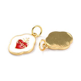 Brass Enamel Pendants, Long-Lasting Plated, Oval with Sacred Heart, Real 18K Gold Plated, 16x11x1.5mm, Hole: 3.6mm, 10pc/Set