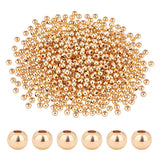 PandaHall Elite Rack 600Pcs Plating Brass Beads, Long-Lasting Plated, Round, Real 14K Gold Plated, 4x3mm, Hole: 1.5mm