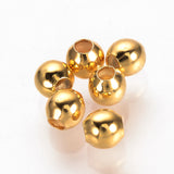 Brass Spacer Beads, Nickel Free, Real 18K Gold Plated, Round, 3mm, Hole: 1mm, 400pc/Set