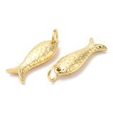 Rack Plating Brass Pendants, Long-Lasting Plated, Cadmium Free & Lead Free, with Jump Rings, Fish Charms, Real 18K Gold Plated, 17.5x7x3mm, Hole: 3mm, 10pc/Set