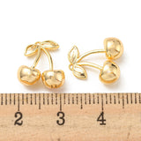 Brass Charms, Cherry, Real 18K Gold Plated, 13x12x5mm, Hole: 0.7mm, 30pc/Set